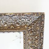 Wooden mirror, edge with embossed flowers 48 x 41 cm