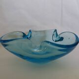 Murano turquoise blue glass trilobed empty pocket ashtray