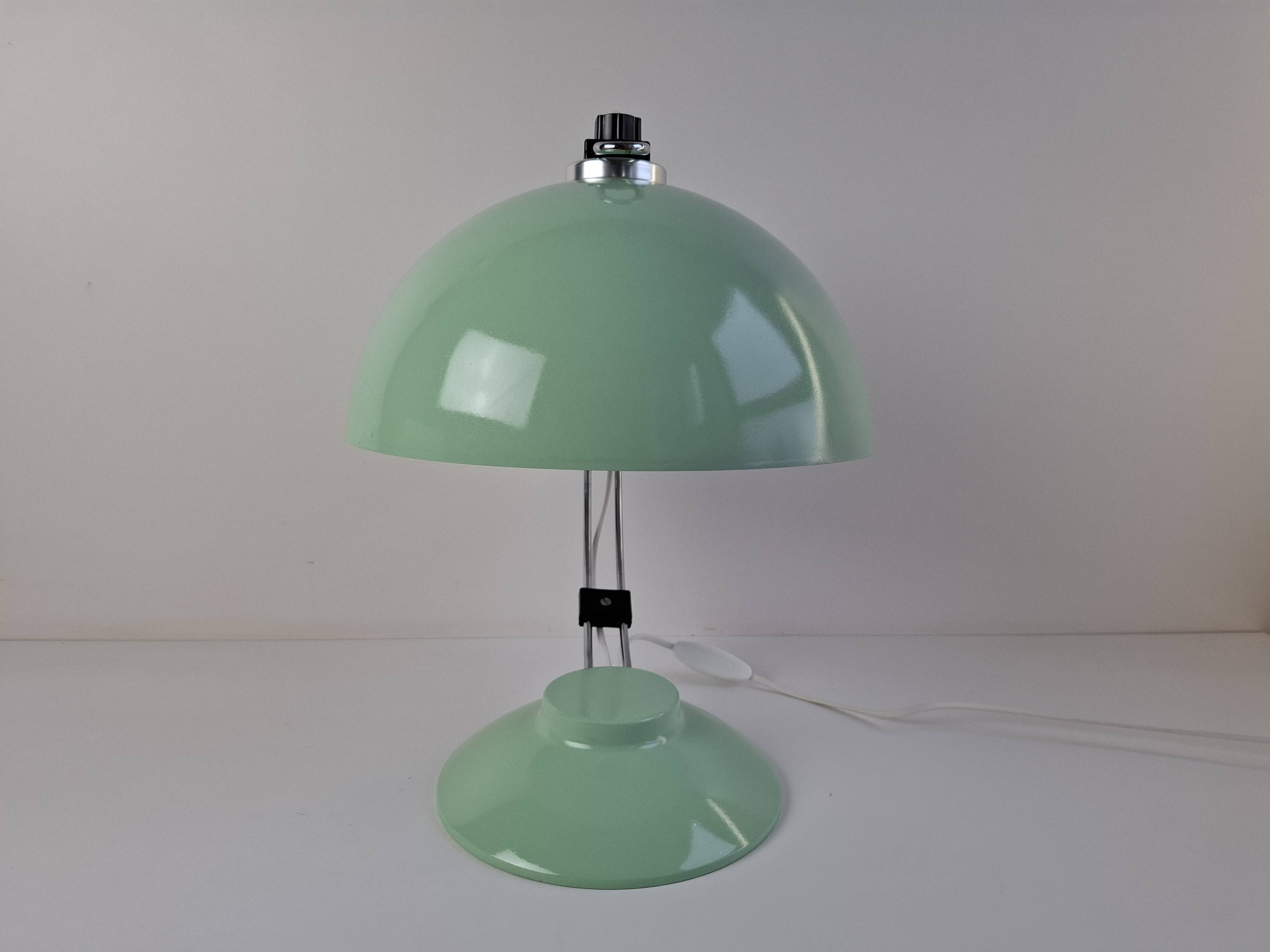 Mid-Century Mint Green Czech Desk Lamp with Chrome and Adjustable Shade