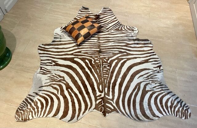 Vintage carpet zebra print cowhide