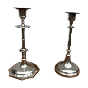 Set of 2 vintage silver candle holders