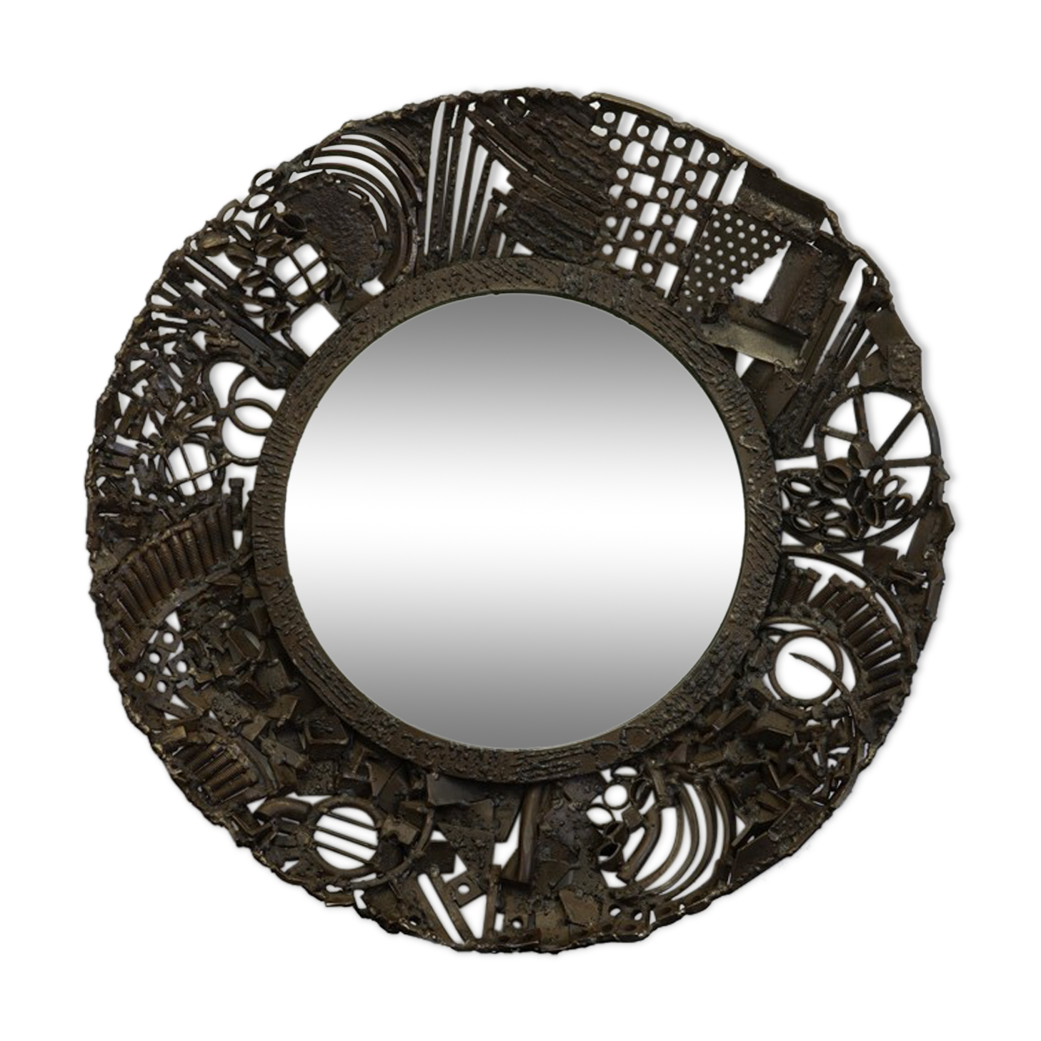 Brutalist metal mirror, 1950 - 52cm