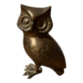 Owl statuette in vintage golden brass