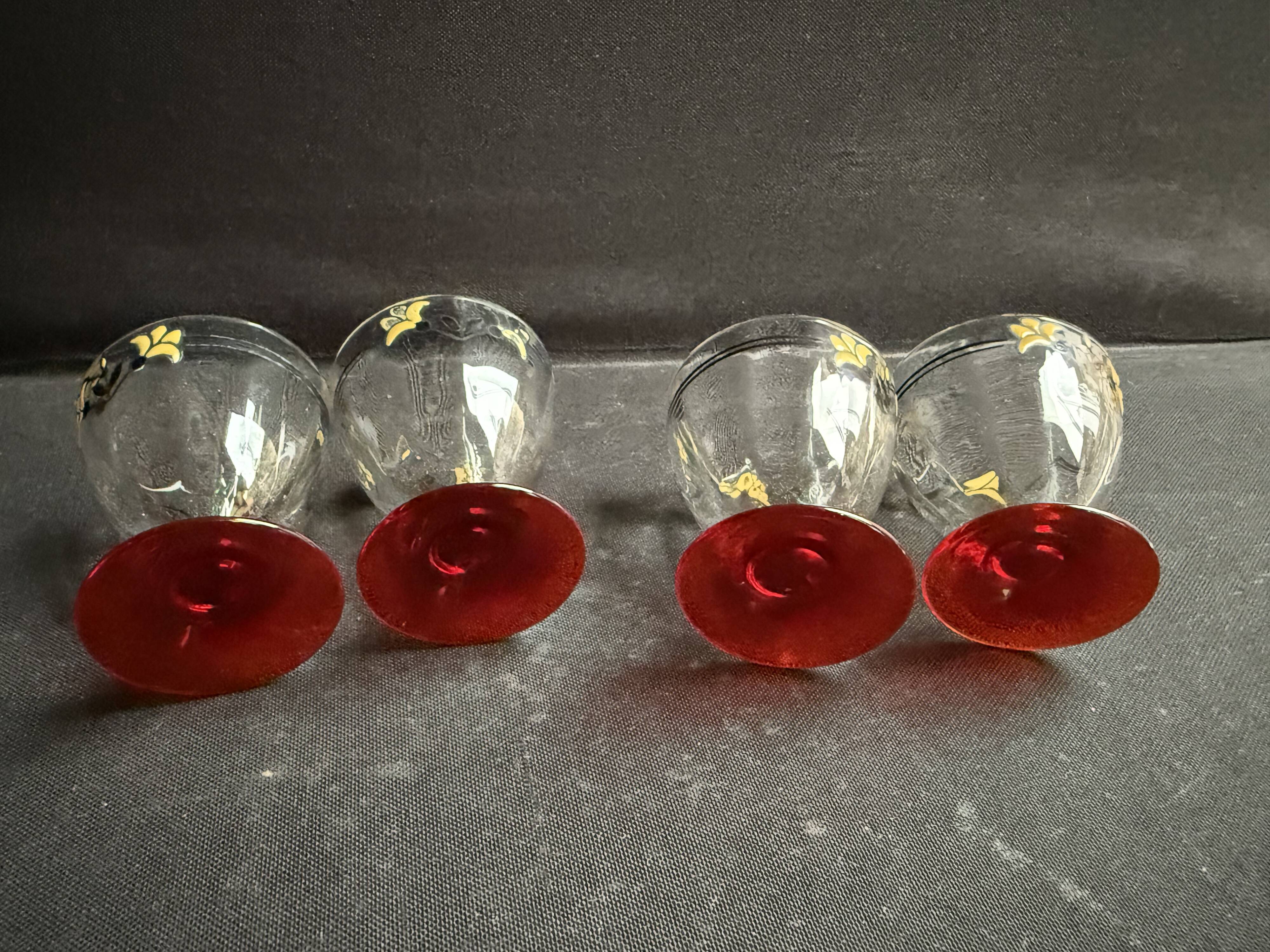4 Enameled Alcohol Glasses – Art Deco