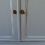 Vintage pearl gray sideboard, pitch pine top