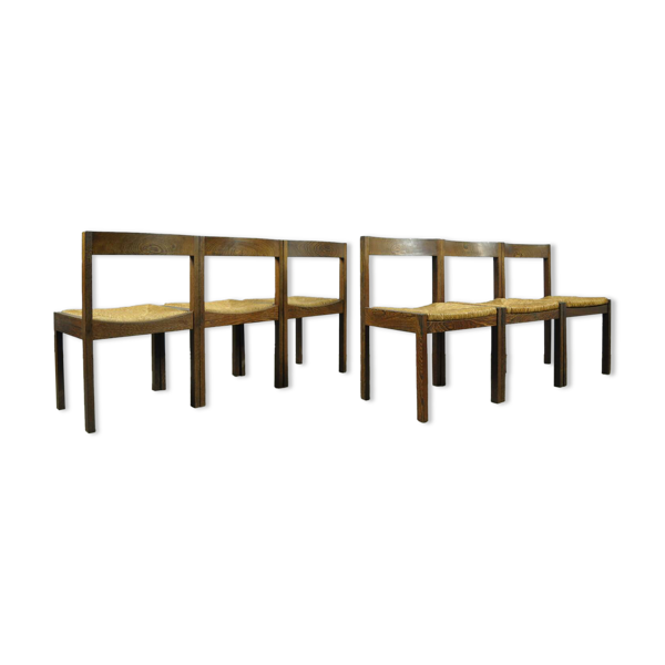 Chaises de salle à manger minimalistes en wengé, années 1960