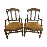 Paire de fauteuils des Flandres en chêne massif XIX siècle