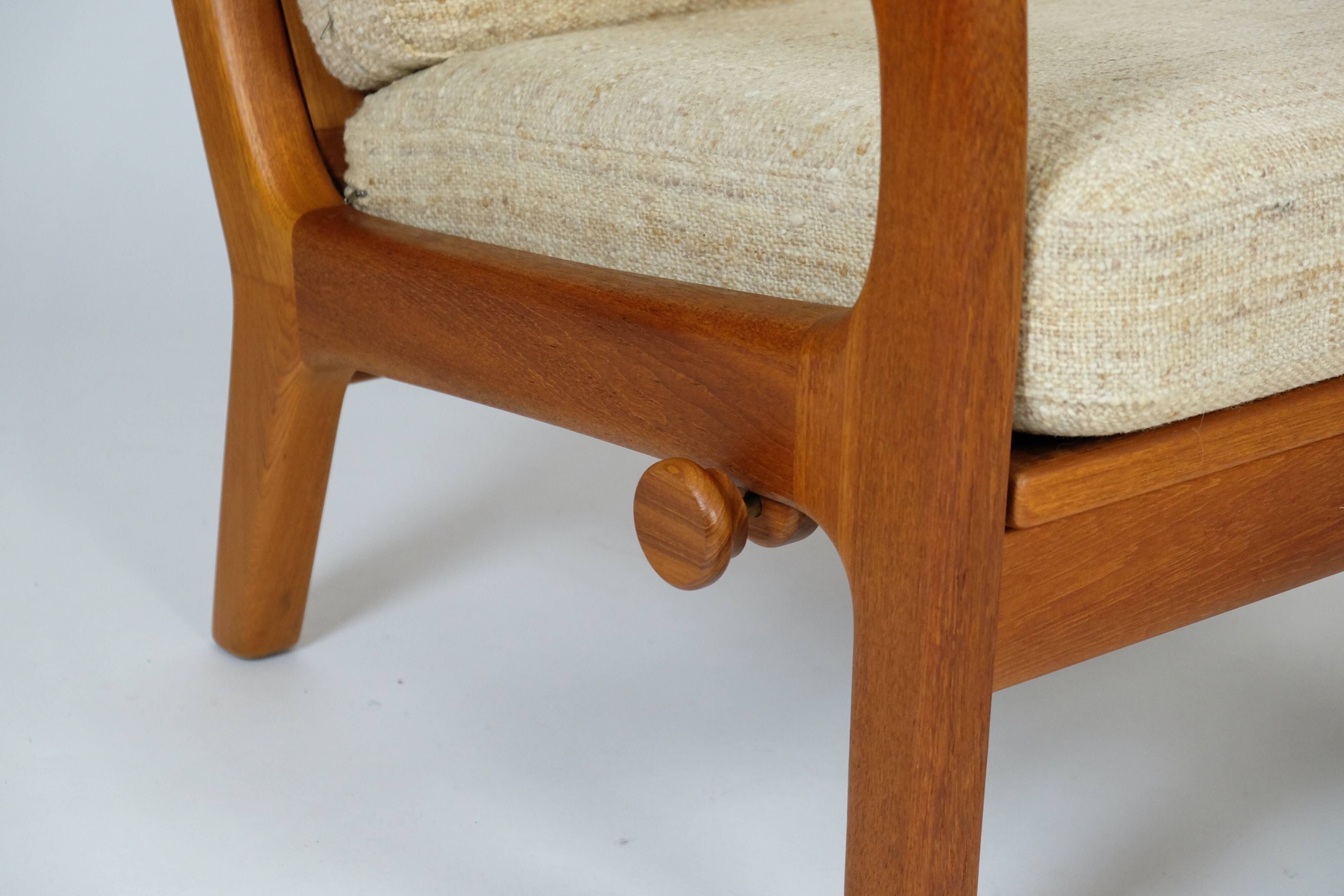 Dänischer Teak Hochlehner Sessel J. Kristensen + Ottomane 70er