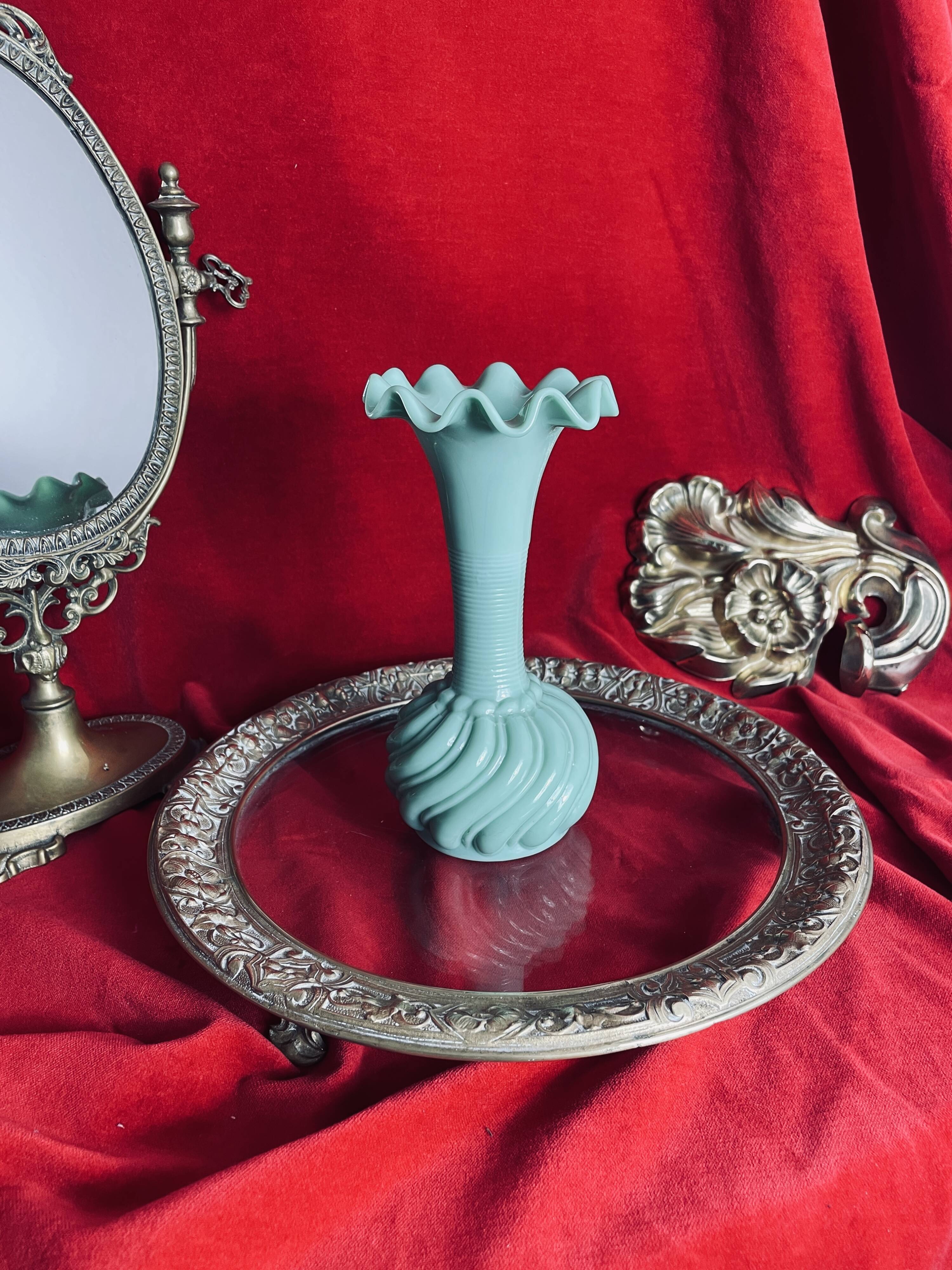 Old green opaline vase