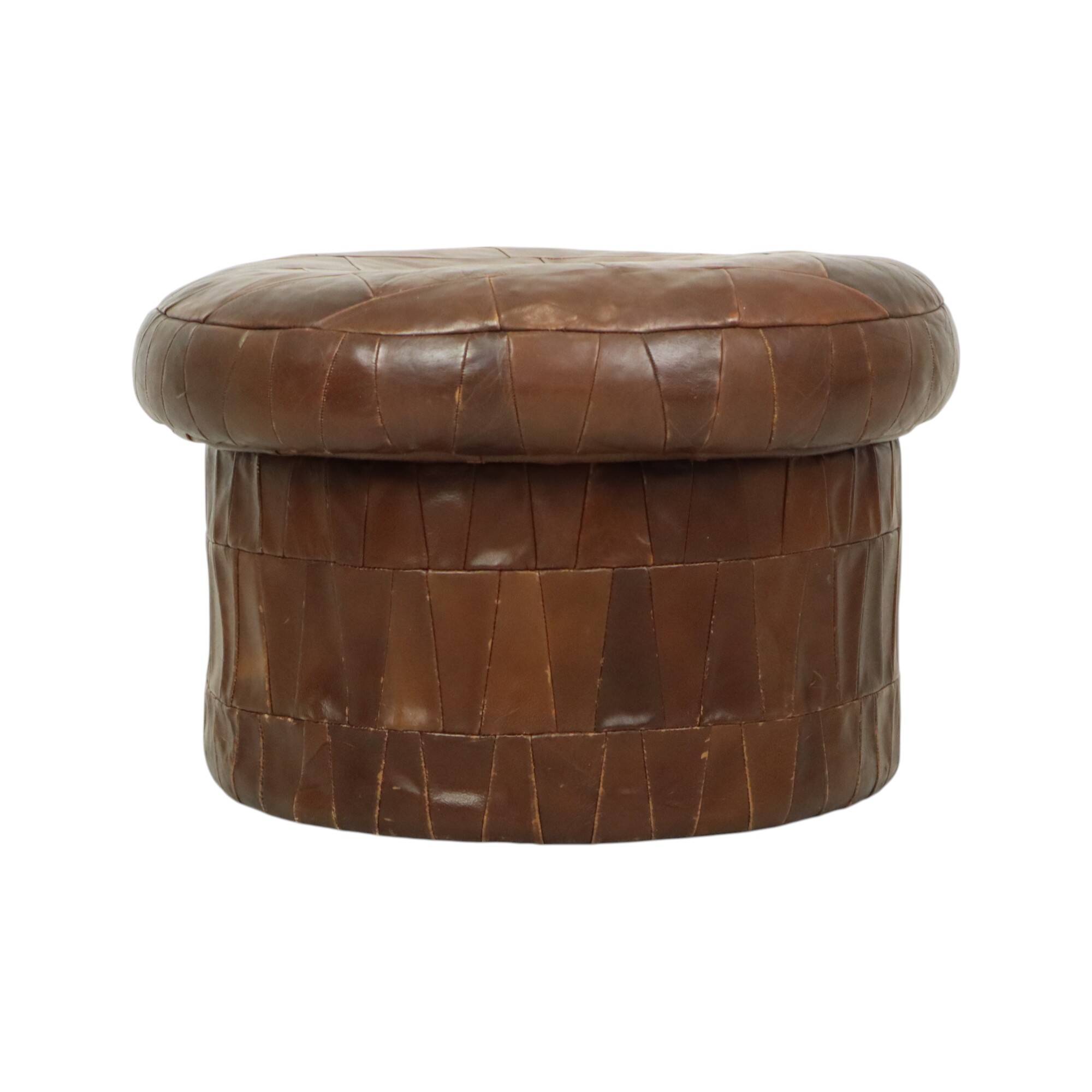Ottoman design champignon avec espace de rangement De Sede en cuir marron 57 cm