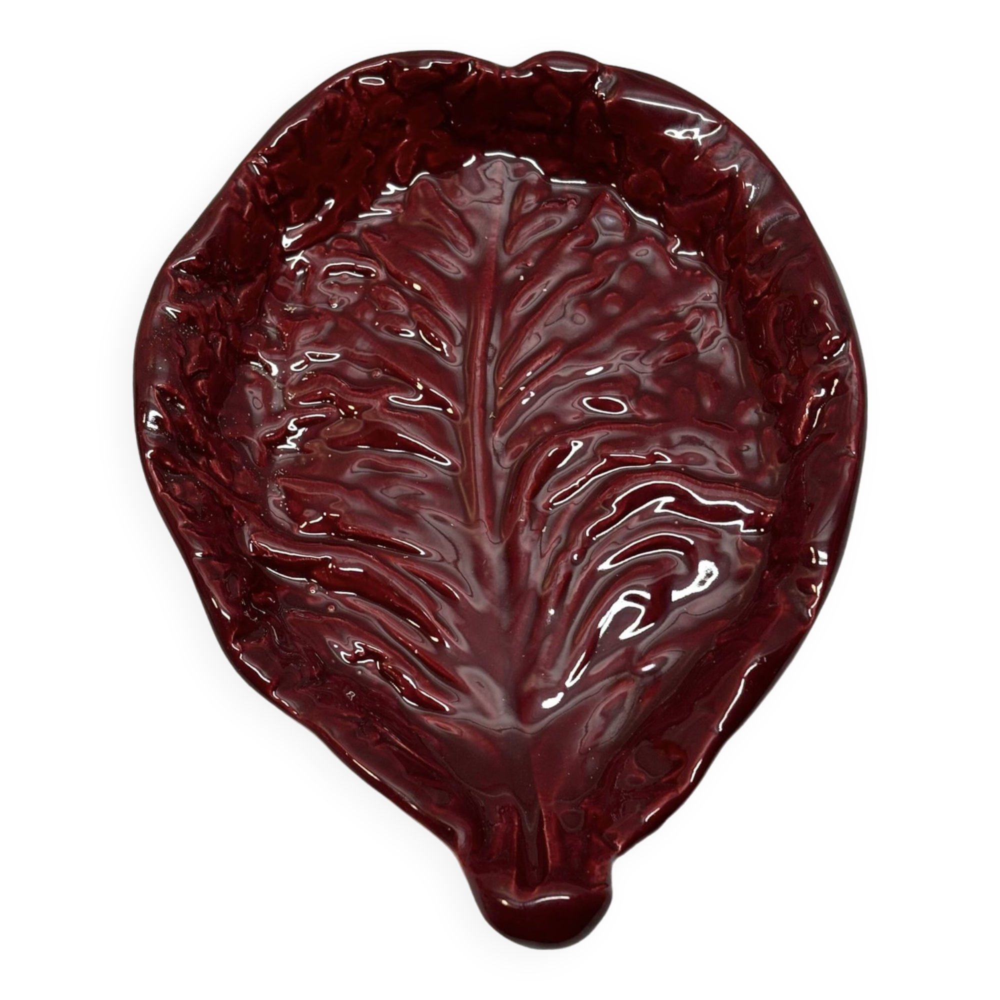 Red cabbage leaf slip dish
