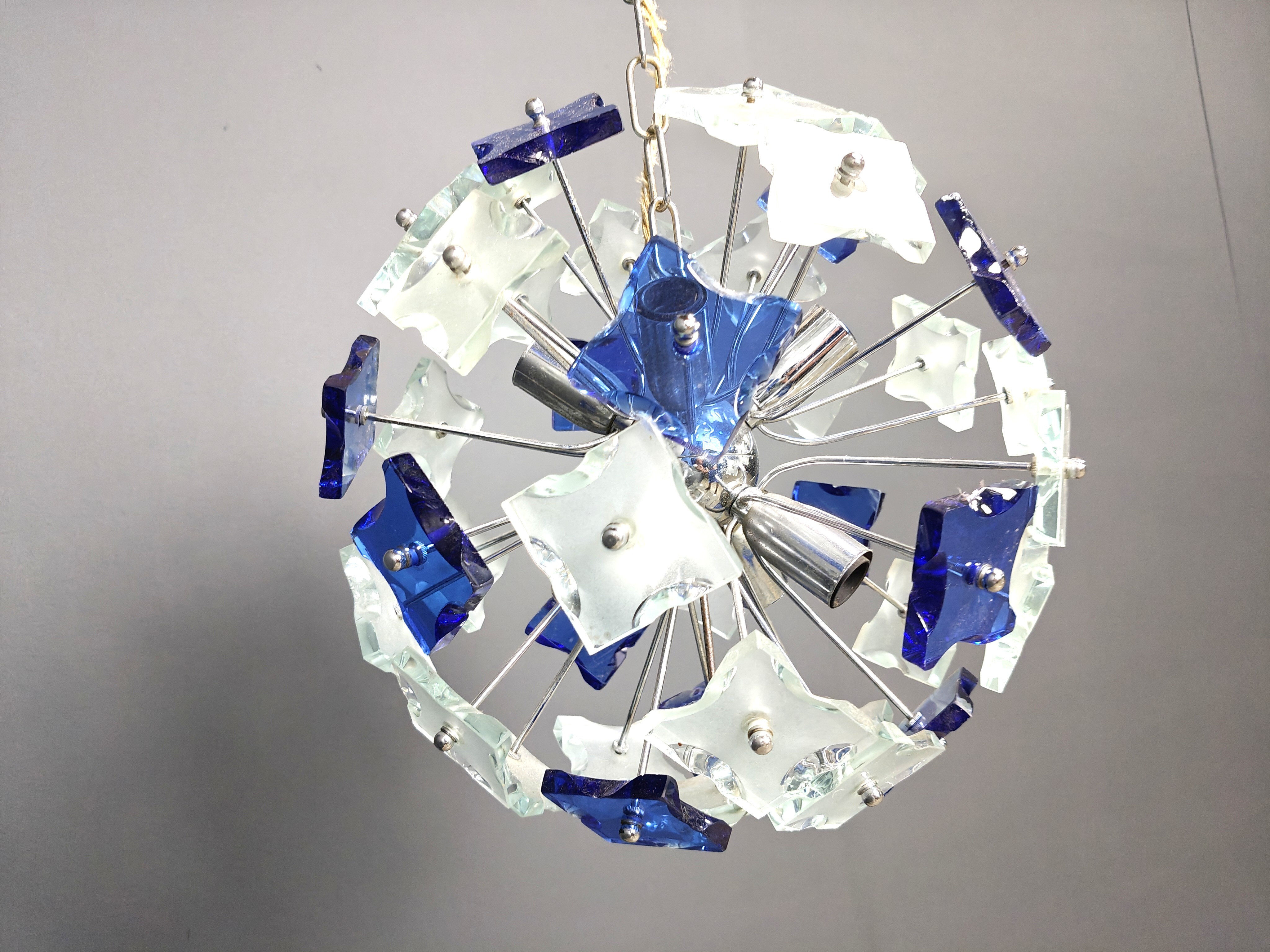 Hammered glass chandelier, 1970s