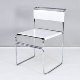 Set of Four Modern Italian White Leather Libellula Chairs by Giovanni Carini 70s