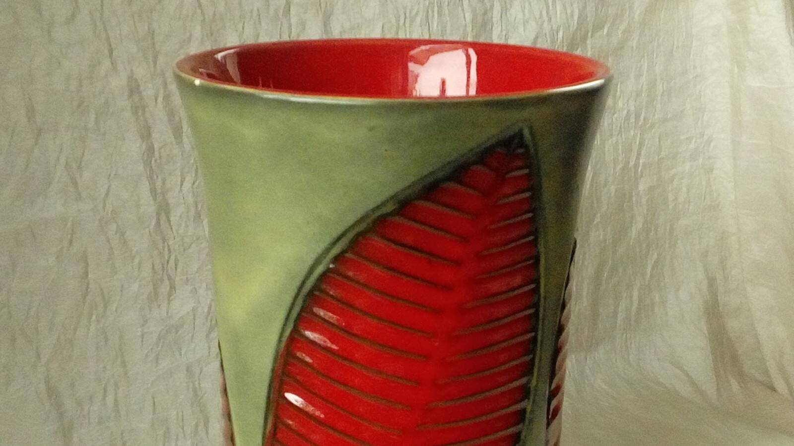 Fernand elchinger ceramic vase, fern model, 1950s