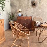 Paire de fauteuils en rotin