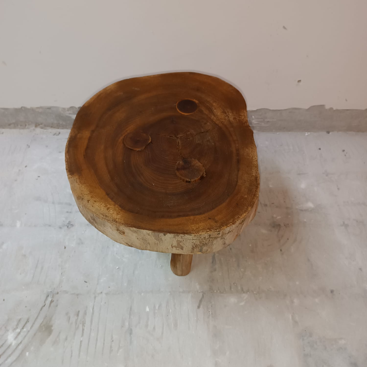 Brutalist solid wood stool