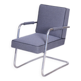 Restored Bauhaus Armchair, by Karel Josef Říha, New Upholstery, Czech, 1930s