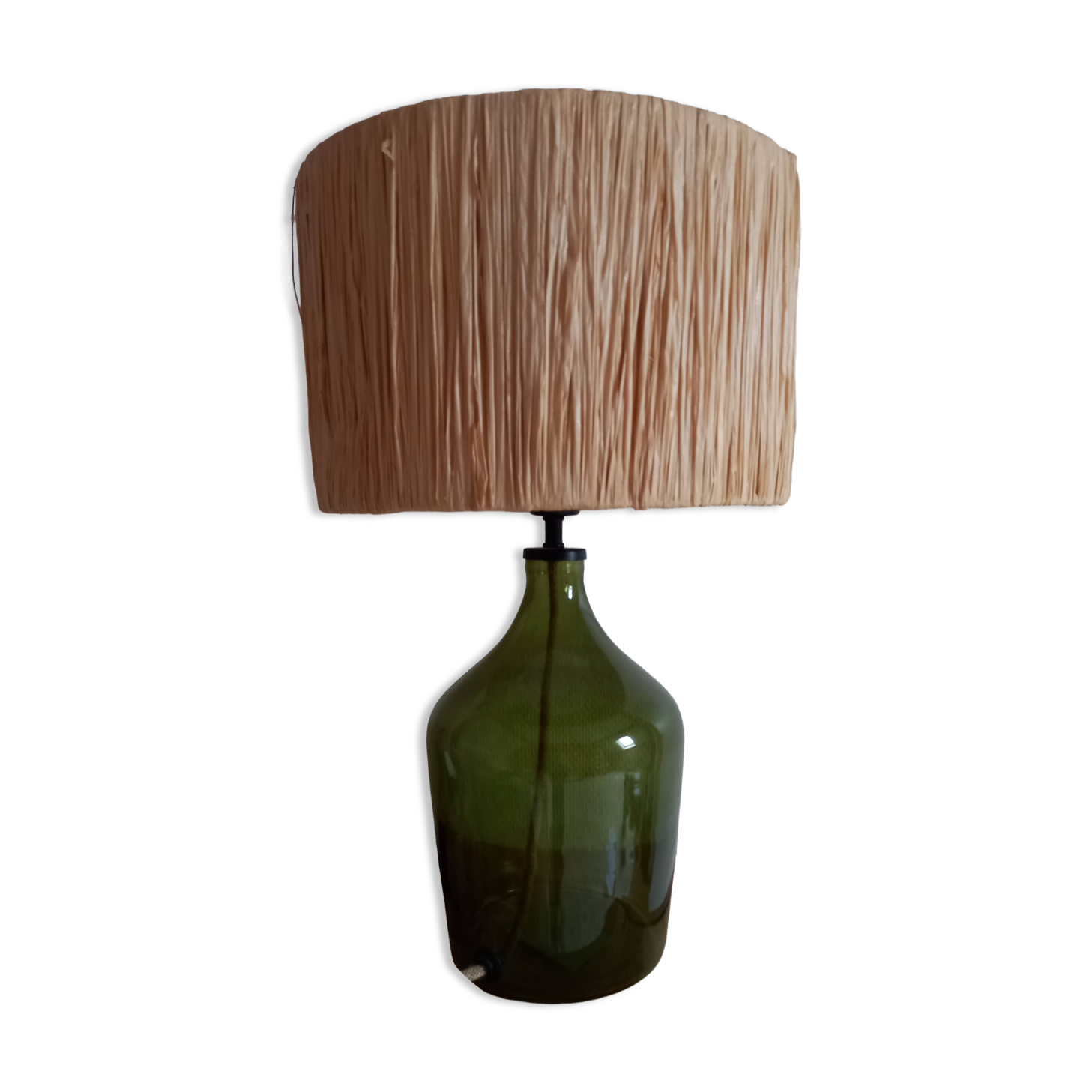 Lampe dame Jeanne / Abat jouren jute