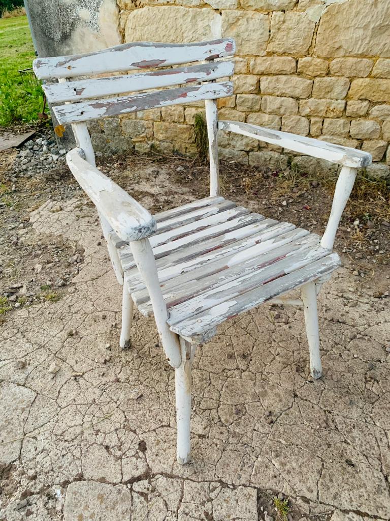 Set of garden seats: 4 armchairs and 1 chair - wooden