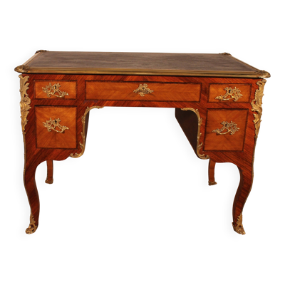 Petit Bureau Plat Double Face En Bois De Rose de style Louis XV du 19° sièc