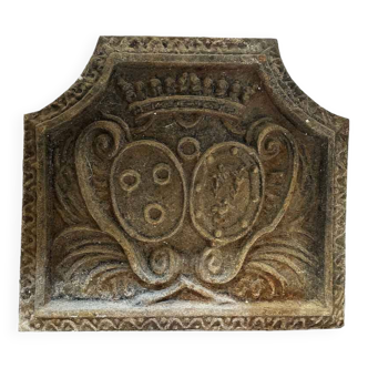 Plaque de cheminée double blason