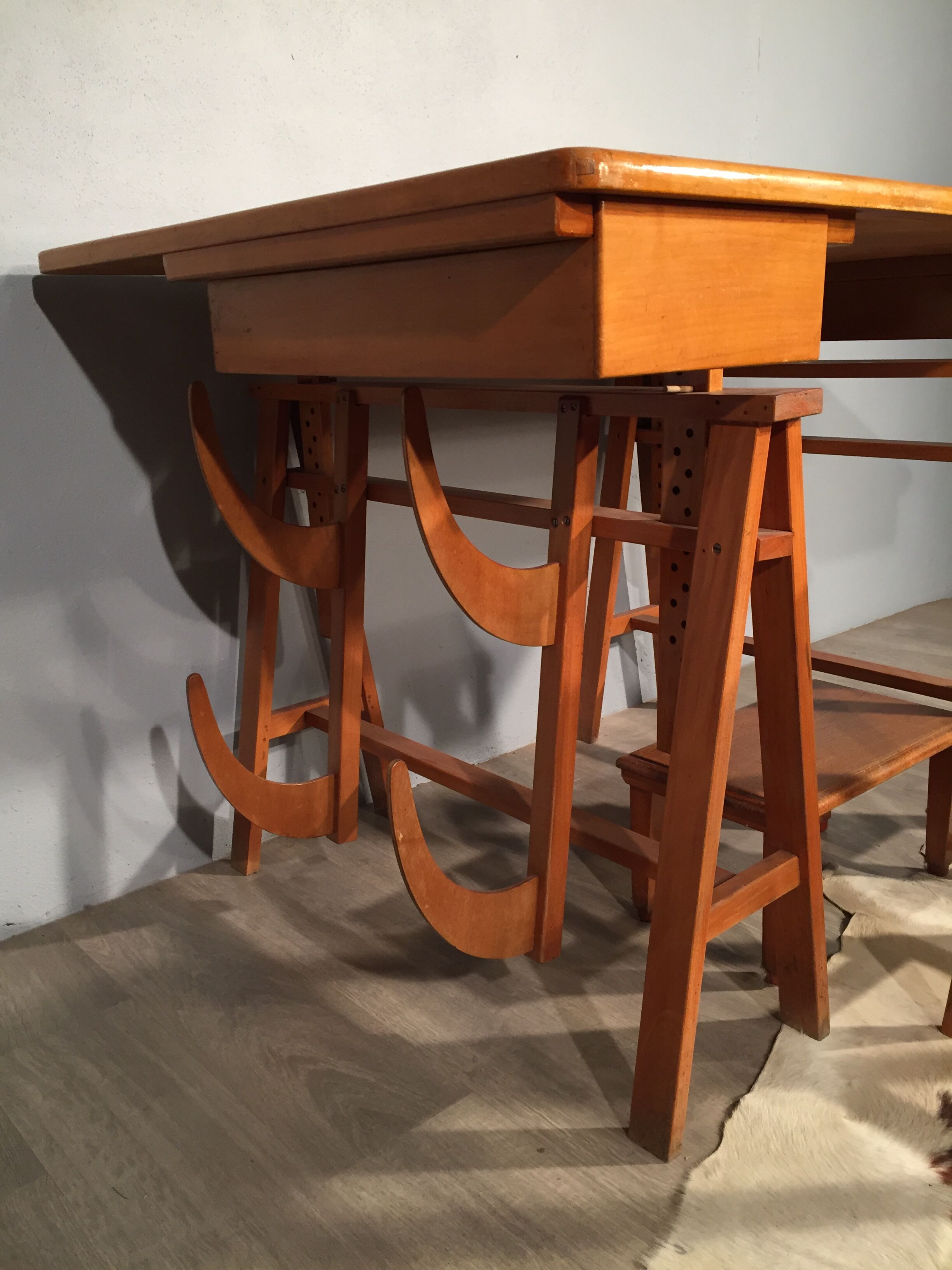 Table à dessin en bois avec rangement  a 50’s 60’s