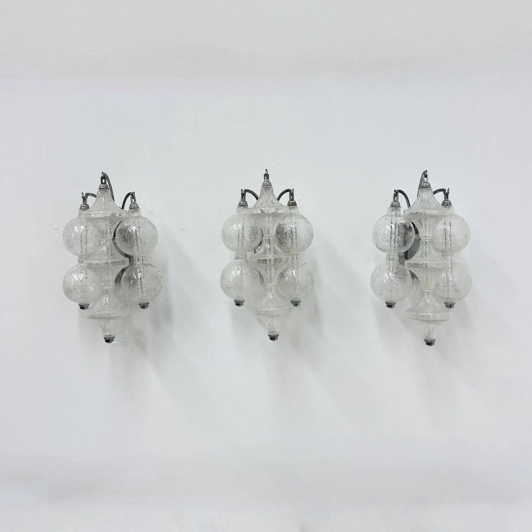 1 of 3 J.T. Kalmar Tulipan wall lamp sconce, 1970s Austria