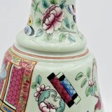 Chinese bronze and porcelain lamp decorated with insects and flowers