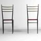 Fine set of metal dining chairs with red leather seating, Italy 1970s