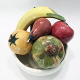 Coupe de fruits et légumes céramique trompe l'oeil mid-century