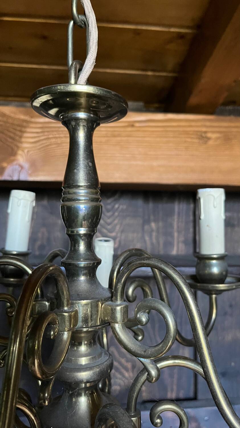 Dutch style brass chandelier 10 candles