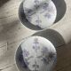 Pair of plates with blue thistles.