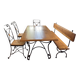 Dining set (two chairs, one armchair, one bench, and one table)