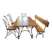 Ensemble table à manger (  deux chaises,un fauteuil,un banc et une table