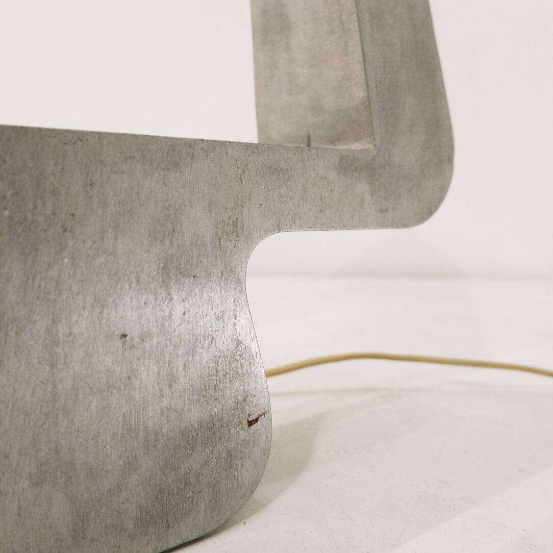 Large solid aluminum table lamp - 1970s