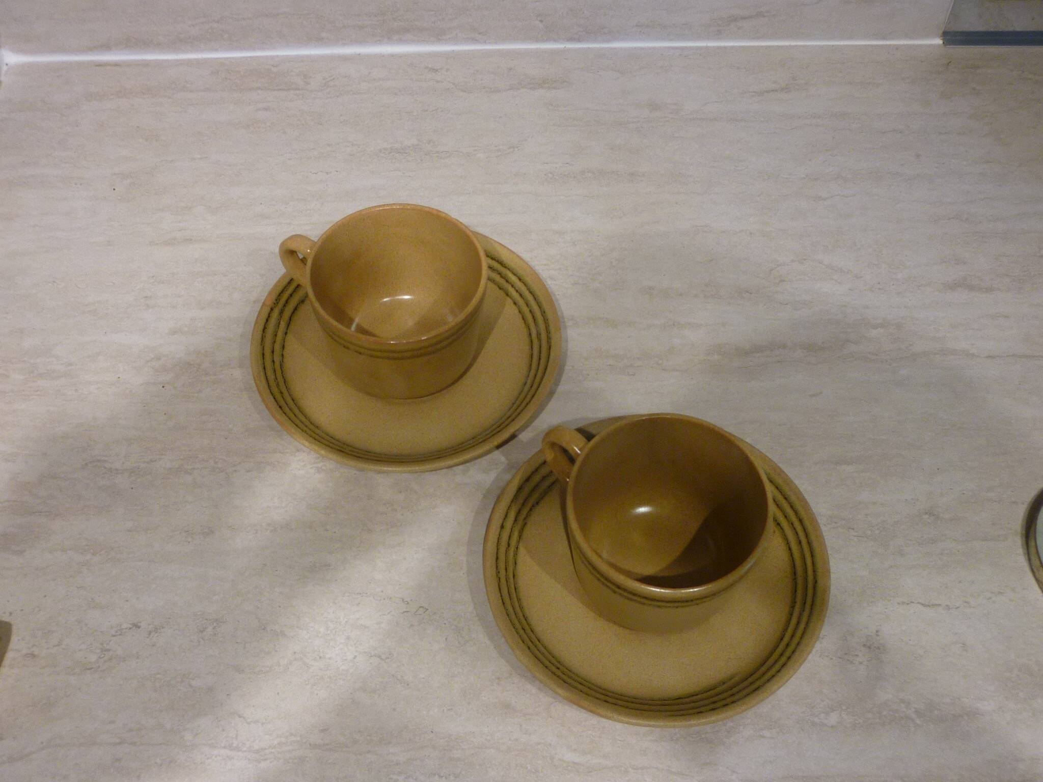 Pair of Sarreguemines cups and saucers