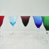 Set of 5 colorful chalice glasses