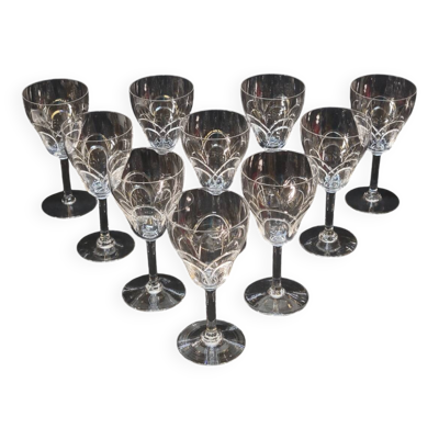 10 anciens verres a eau en cristal taillé art déco saint louis / baccarat