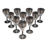 10 anciens verres a eau en cristal taillé art déco saint louis / baccarat