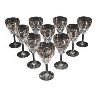 10 antique art deco saint louis / baccarat cut crystal water glasses