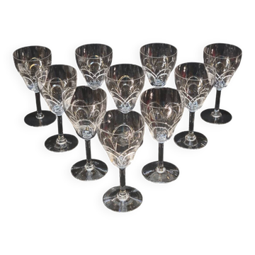 10 anciens verres a eau en cristal taillé art déco saint louis / baccarat
