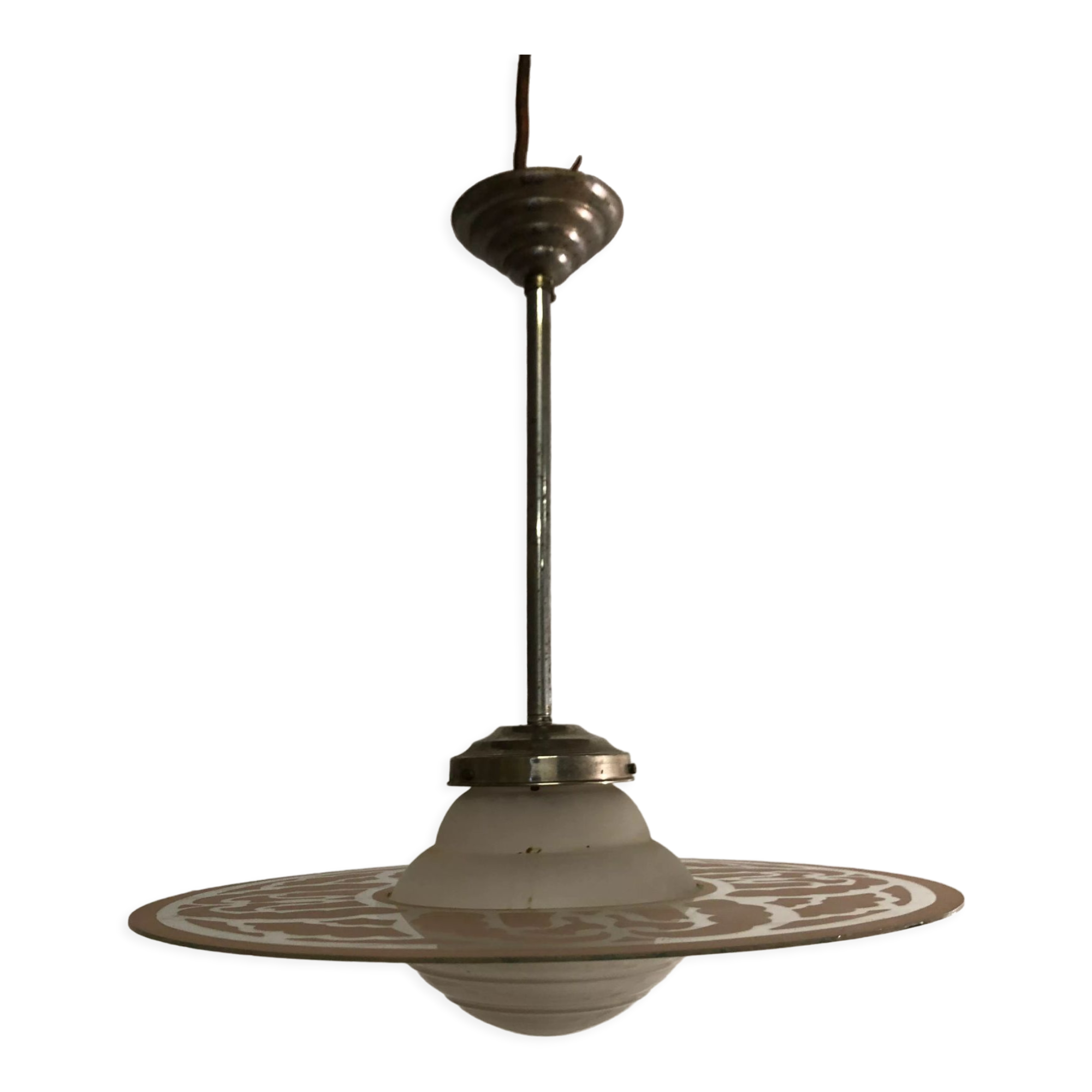 Vintage glass disc hanging lamp