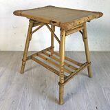 60's vintage rattan side table