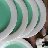 8 plates in earthenware of Salins, mint green and pale yellow vintage 60s / vintage dishes summer
