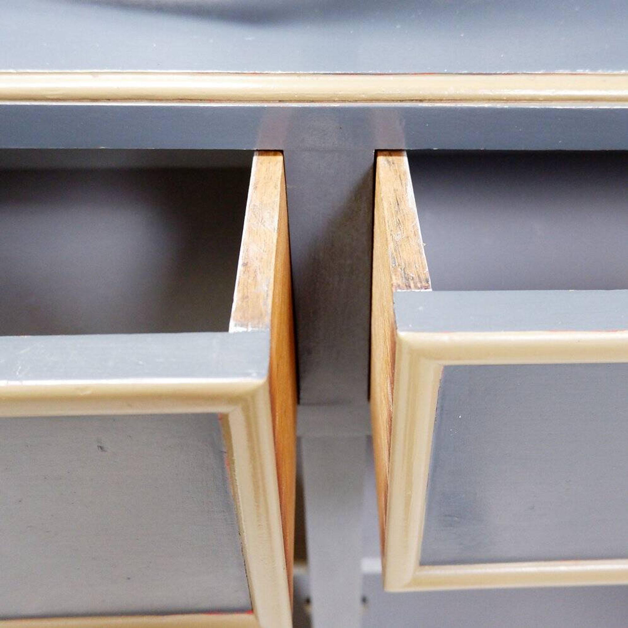 Double-bodied lacquered grey wooden sideboard - one pair available (B)