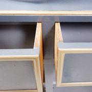 Double-bodied lacquered grey wooden sideboard - one pair available (B)