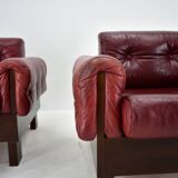 Pair of vintage leather armchairs , Czechoslovakia 1970s