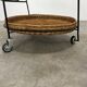Raoul Guys style metal and rattan serving trolley from the 50s