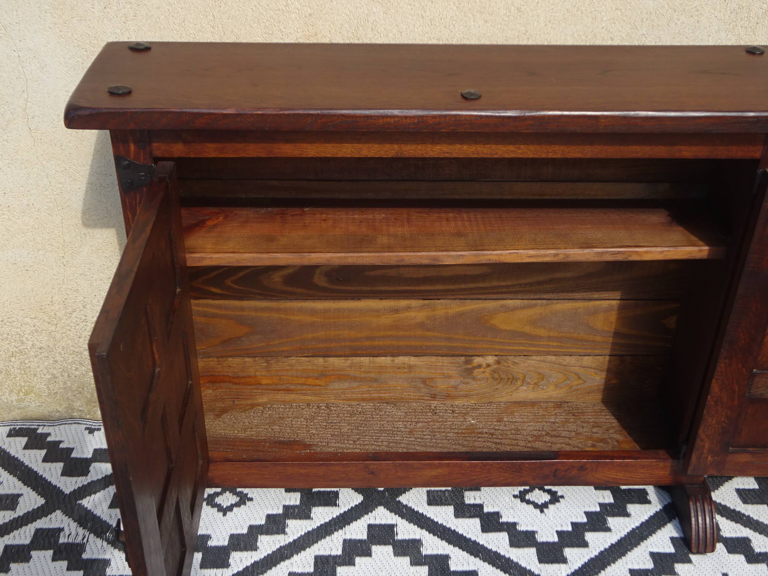 Shallow solid oak sideboard