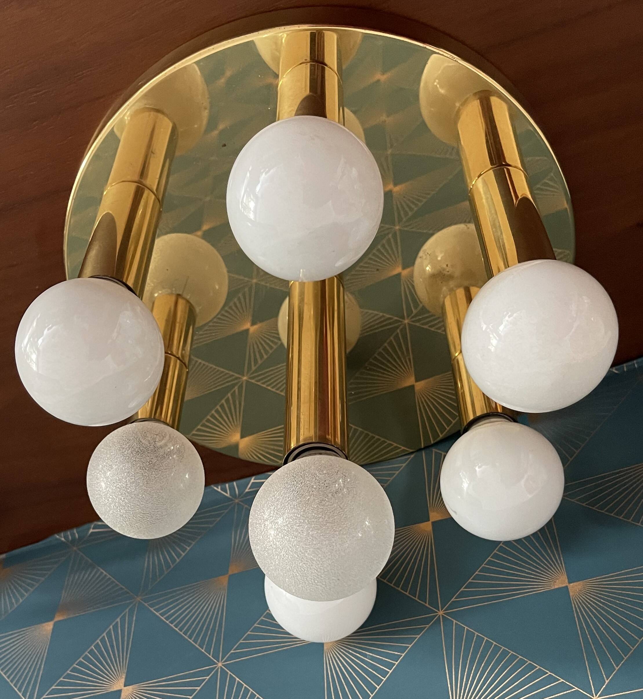 Suspension Art Déco laiton, par Sölken, 1970